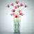 Pink Lilies in Glass Vase 3D model small image 1