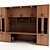  Red Oak Bookcase with Desk 3D model small image 1