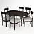 Rustic Hickory Dining Set 3D model small image 1