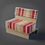 Striped Fabric Wood Sofa 3D model small image 1