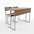 School Desk Set with Front Panel Shelf 3D model small image 1