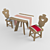 Ukrainian Folk Style Table & Chair 3D model small image 1