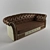 Elegant Carved Leather Sofa 3D model small image 1