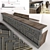 Rustic Oak Bar Counter with Industrial Accents 3D model small image 1