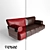 Verit Leather Sofa, Red & Brown 3D model small image 1
