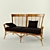 Wooden Frame Sofa: Textured & High-Quality Materials 3D model small image 1