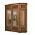 Classic Walnut Antique Mirror Wardrobe 3D model small image 1