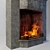 Natural Stone Fireplace with Cast Iron Enclosure 3D model small image 2