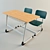 Classroom Desk and Chair Set 3D model small image 1