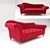 Classic Red Sofa 3D model small image 1