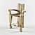Ethnic Pine Bar Stool | Handcrafted Designer Furniture 3D model small image 1
