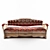 Ethnic 3-Seater Bench with Lift-Top and Drawer 3D model small image 1