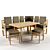 Modern Kitchen Corner: Corner Seat, Table, & Two Stools 3D model small image 1