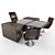 Italian Office Set: Table & Chairs 3D model small image 1