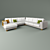 Modular Corner Sofa with Wood Trim 3D model small image 1