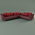 Crimson Velvet Sofa 3D model small image 1