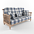 Country Style Wooden Frame Sofa 3D model small image 1