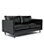 Elegant Black Leather Sofa 3D model small image 1