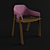 Modern Clutch Chair: Smoked Ash and White Oak Wood, Purple, Olive, and Gold Fabric 3D model small image 1