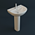 Sleek White Ceramic Washbasin 3D model small image 1