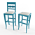 Elegant Barstools with Backrest 3D model small image 2