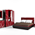 Modern Bordeaux Bedroom Set 3D model small image 2