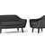 Elegant Ritchie Armchair and Sofa 3D model small image 1