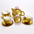 Elegant Gold-Plated Tea Set 3D model small image 1