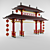 Elegant Chinese Style Gate (6400x10710x2000mm) 3D model small image 1
