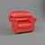 Red Leather Wheelchair 3D model small image 1