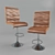 Elegant Leather Swivel Bar Stool 3D model small image 2