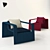 Modern Red and Blue Armchair 3D model small image 2