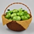 Fresh Green Apples in Woven Basket 3D model small image 1