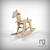 Oak Wood Rocking Horse 3D model small image 1