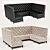 Elegant Quilted Sofa: Customizable with Leather and Velvet Textures 3D model small image 1