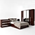 Modern Bedroom Set: Bed, Wardrobe, Nightstand, Dresser 3D model small image 1