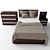 Modern Bedroom Set: Bed, Wardrobe, Nightstand, Dresser 3D model small image 3