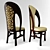Elegant Art Nouveau Chair 3D model small image 1
