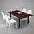 Sleek Dining Set with Chairs 3D model small image 1