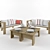 Outdoor Bench & Table Set 3D model small image 1