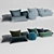 Cold-toned Velvet Cushions  3D model small image 1
