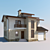 Modern Two-Storey House with Terrace and Garage 3D model small image 1