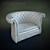 Custom White Leather Armchair 3D model small image 1