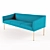 Lively Turquoise 3 Seater Sofa 3D model small image 2