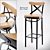 Sleek Dark Metal Bar Chair 3D model small image 1