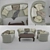 Ethnic 3-2-1 Seat Sofa Set 3D model small image 1