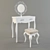 Compact White Gloss Dressing Table with Hemis Ottoman 3D model small image 1