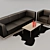 Italian Black Leather Sofa Diva 3D model small image 1