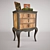 French Style Black and Cherry Bedside Chest 3D model small image 1