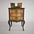 French Style Black and Cherry Bedside Chest 3D model small image 2